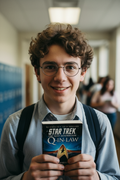 Oscar with Star Trek book