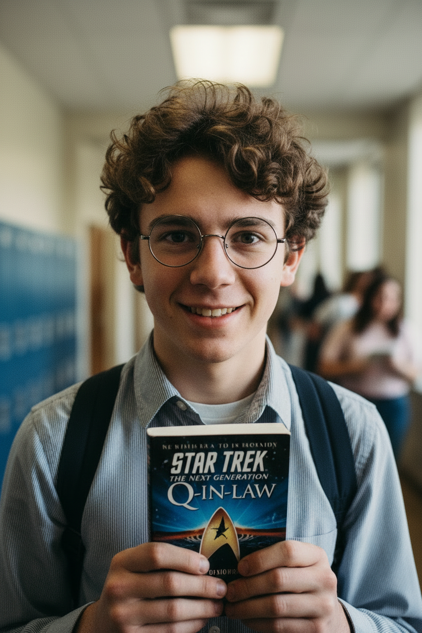 Oscar with Star Trek book